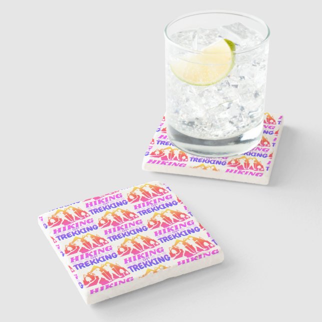 Hiking or Trekking Stone Coaster (Side)
