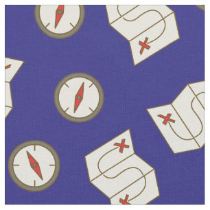 Hiking Orienteering Kids Room Decor Blue Fabric