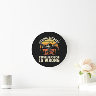 Hiking Outdoor Funny Hiker Round Clock