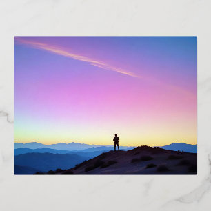Hiking Outdoors Escape Dicovery Mountains Nature Foil Holiday Postcard