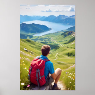 Hiking Outdoors Escape Dicovery Mountains Nature Poster