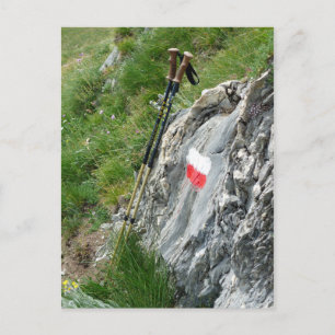 Hiking Poles, Trail Marker, Grand Tour of the Alps Postcard