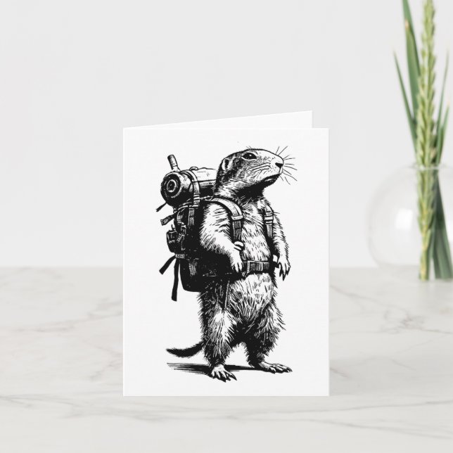 Hiking Prairie Dog Gopher Backpacking Animals Funn Card (Front)