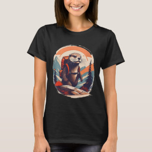 Hiking River Otter Backpacking Animal Lover Vintag T-Shirt