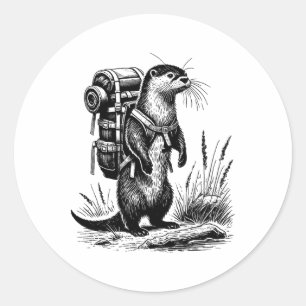 Hiking River Otter Backpacking Animals Funny Cotta Classic Round Sticker
