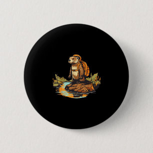 Hiking river otter backpacking outdoor animal  6 cm round badge