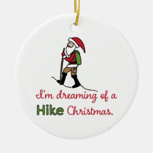 Hiking Santa Ceramic Tree Decoration