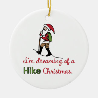 Hiking Santa Ceramic Tree Decoration