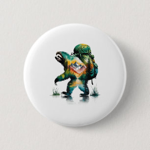 Hiking Sloth Backpacking Mountain Wildlife Waterco 6 Cm Round Badge