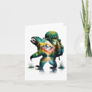 Hiking Sloth Backpacking Mountain Wildlife Waterco Card