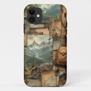 Hiking style collage design iPhone 11 case