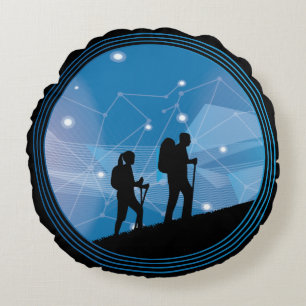 Hiking The Milky Way Round Cushion