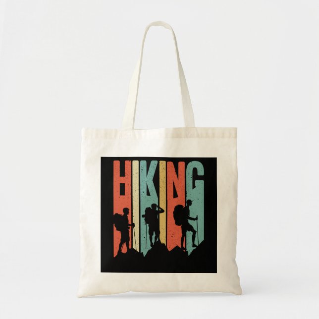 Hiking Themed Adventure Shirt, Vintage Hiking Tote Bag (Front)