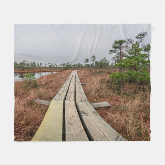 Hiking trail in swamp fleece blanket (Front (Horizontal))