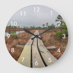 Hiking trail in swamp large clock