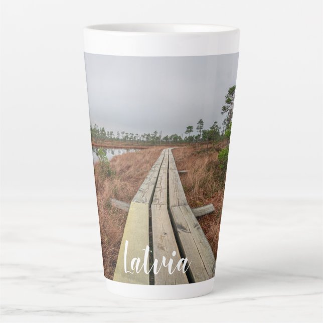 Hiking trail in swamp latte mug (Front)