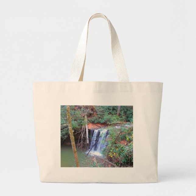 Hiking Trail Waterfall Large Tote Bag (Front)
