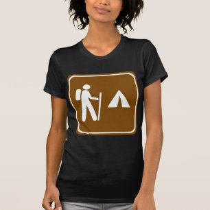 Hiking Trail with Camping Highway Sign T-Shirt