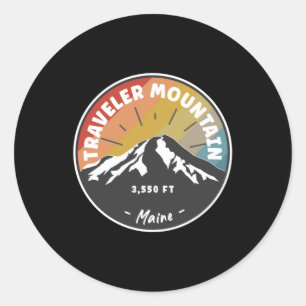 Hiking Traveller Mountain Maine Classic Round Sticker