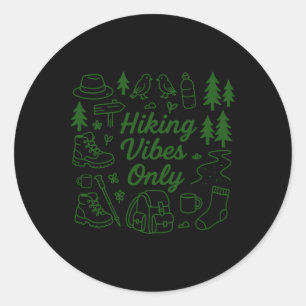 Hiking Vibes Only Nature Doodles Art Minimalist Fo Classic Round Sticker