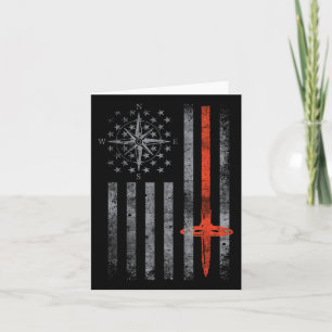 Hiking Vintage American Flag Mountain Hiking Funny Card