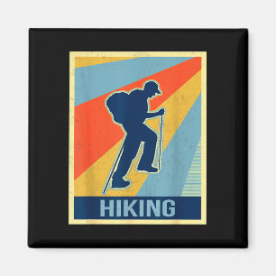 Hiking vintage retro style magnet
