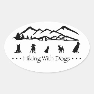 Hiking With Dogs Oval Sticker