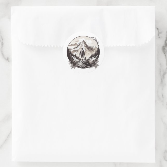 Hiking with my dog classic round sticker (Bag)