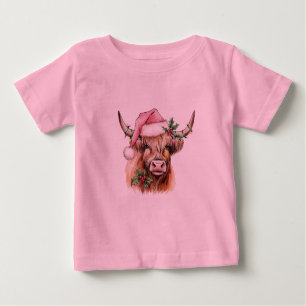 hilander cow christmas baby T-Shirt