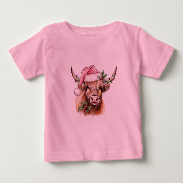 hilander cow christmas baby T-Shirt (Front)