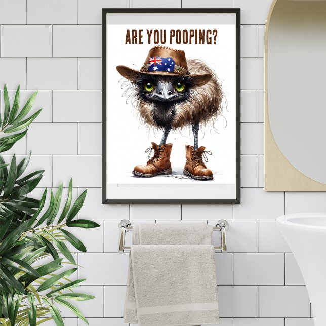 Hilarious Australian Emu Natural Brown Bathroom  Poster (Creator Uploaded)