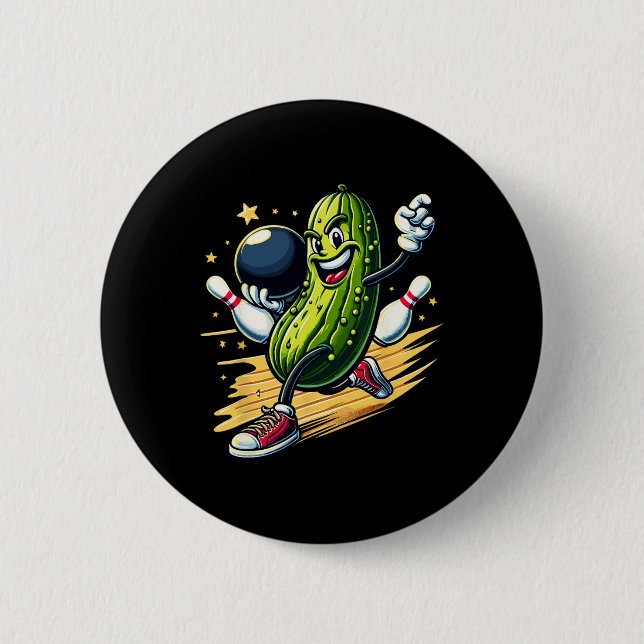 Hilarious Bowling Pickle  6 Cm Round Badge (Front)