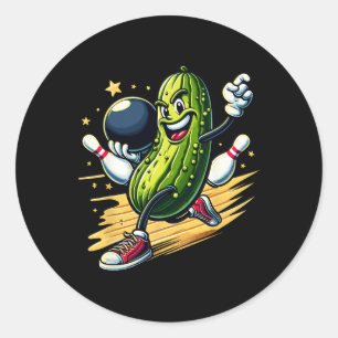 Hilarious Bowling Pickle  Classic Round Sticker