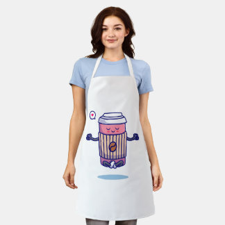 Hilarious Cartoon Coffee Character Apron