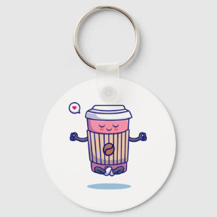 Hilarious Cartoon Coffee Character Key Ring