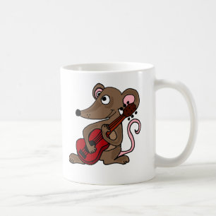 Hilarious Cartoon Mouse Playing Red Guitar Coffee Mug