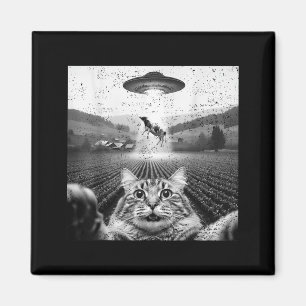 Hilarious Cat Selfie Ufo Cow Abduction Alien Meme Magnet