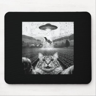 Hilarious Cat Selfie Ufo Cow Abduction Alien Meme Mouse Pad