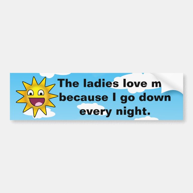 Hilarious Crude Cartoon Sun Bumper Sticker (Front)