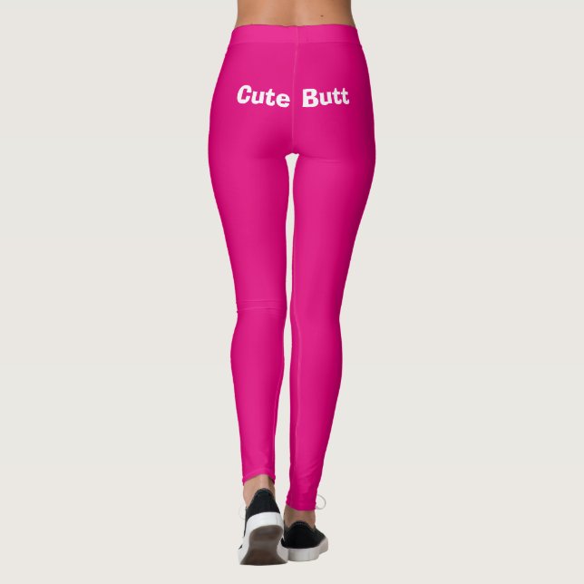Hilarious Cute Butt Pink White 4Faye Leggings (Back)