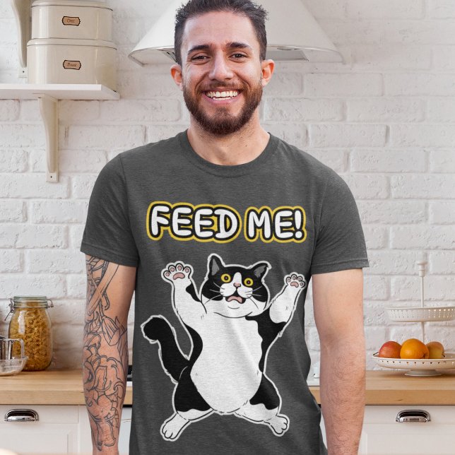 Hilarious "Feed Me!" Cat / Graphic Art  T-Shirt (Creator Uploaded)