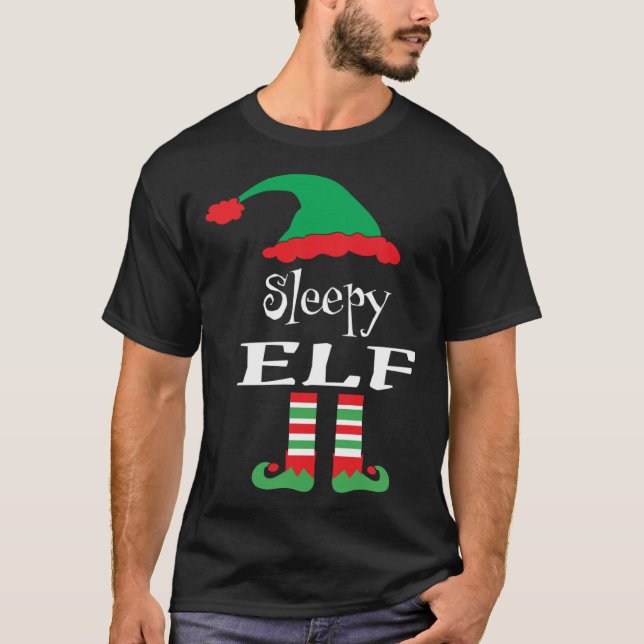 Hilarious Feeling Sleepy Elf Shirt Christmas Match (Front)