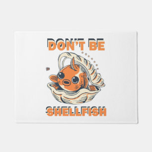 Hilarious Fish in a Shell Art Doormat