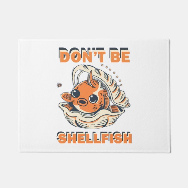 Hilarious Fish in a Shell Art Doormat (Front)