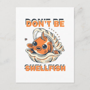 Hilarious Fish in a Shell Art Enclosure Card