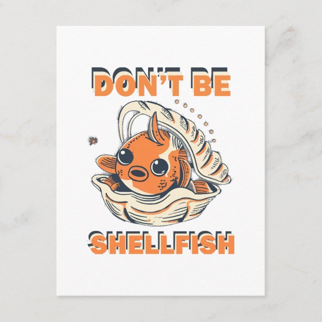 Hilarious Fish in a Shell Art Enclosure Card (Front)