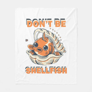 Hilarious Fish in a Shell Art Fleece Blanket