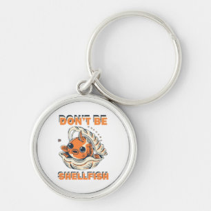 Hilarious Fish in a Shell Art Key Ring