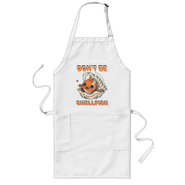 Hilarious Fish in a Shell Art Long Apron (Front)