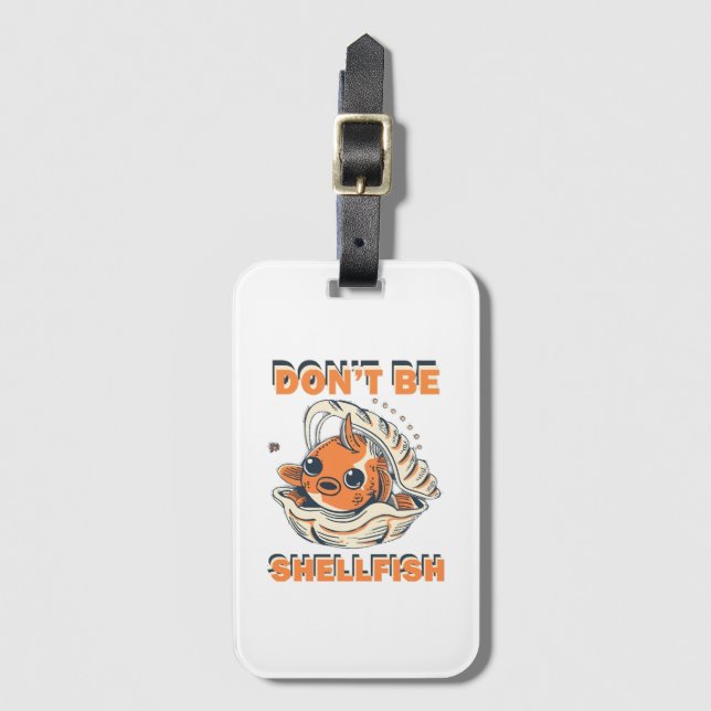 Hilarious Fish in a Shell Art Luggage Tag (Front Vertical)